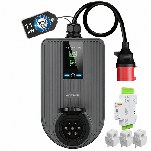 Q Series 11 kW CEE EV charger with DLB controller and three CTs