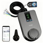 Q 11 kW hardwired EV charger — product and input lead view